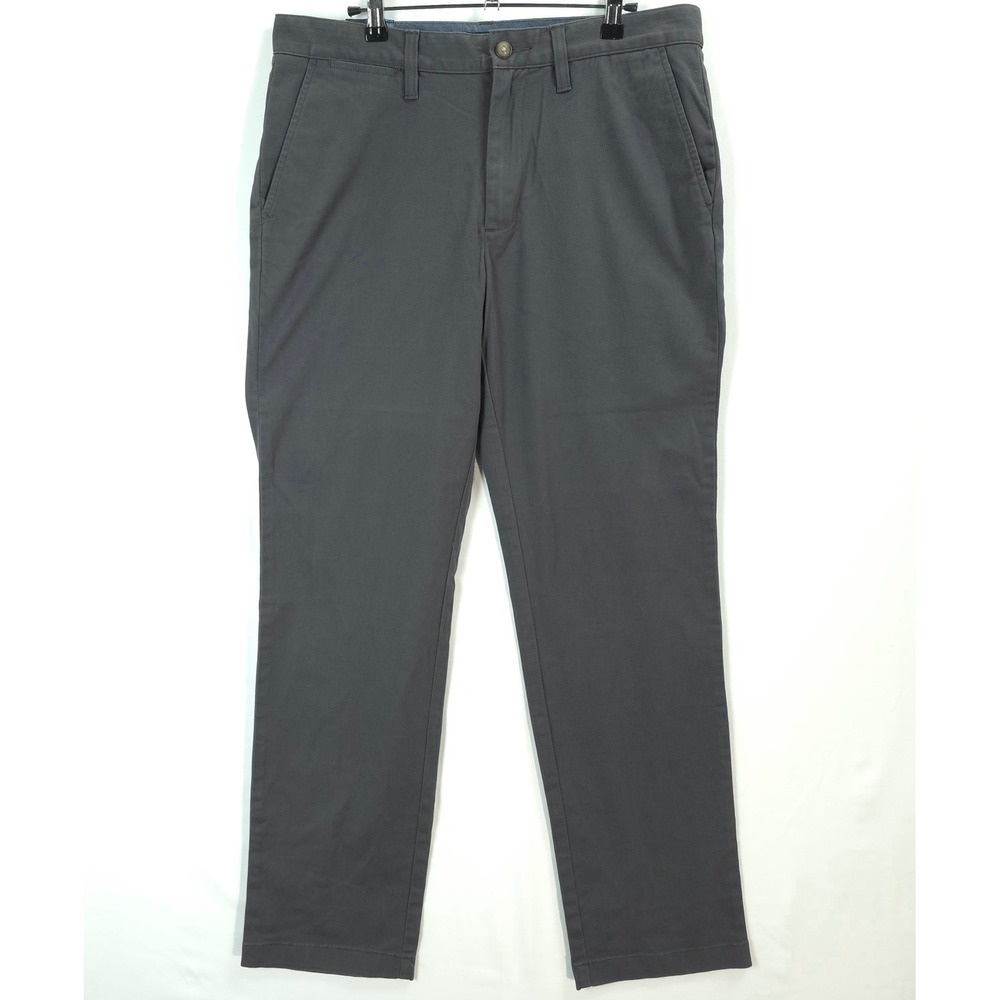 Nautica Deck Pants Men 32x32 Gray Stretch Cotton Twill Classic Fit Office Preppy